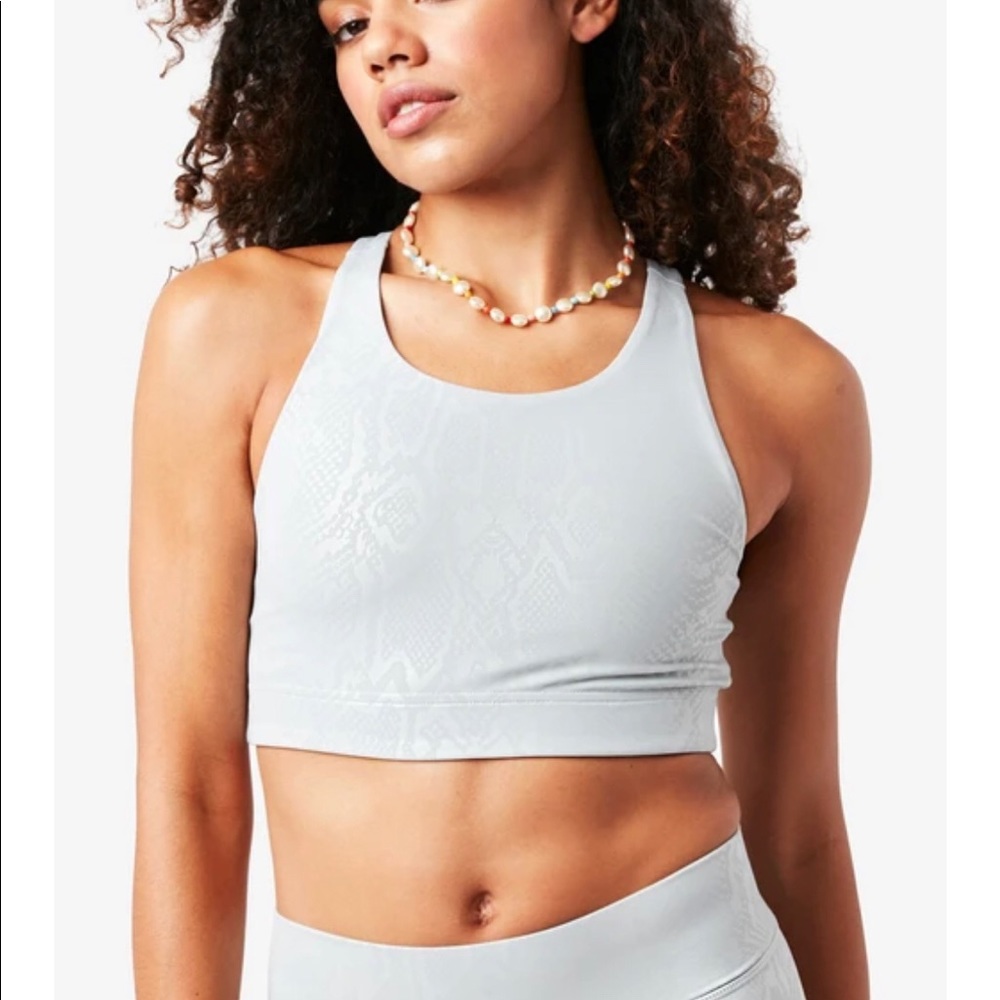TEREZ DOVE GRAY SNAKESKIN FOIL SPORTSBRA - Picture 2 of 5